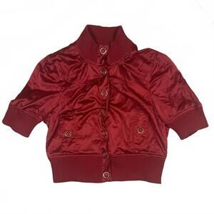 Paris Blues Jacket Red Satin Short Sleeve Bomber